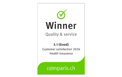 Comparis Winner Quality & Service: 5.1 (Good), Customer satisfaction 2026, health insurance
