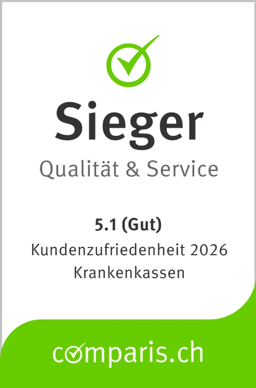 Comparis Auszeichnungssiegel Note 5.1 in Qualität & Service