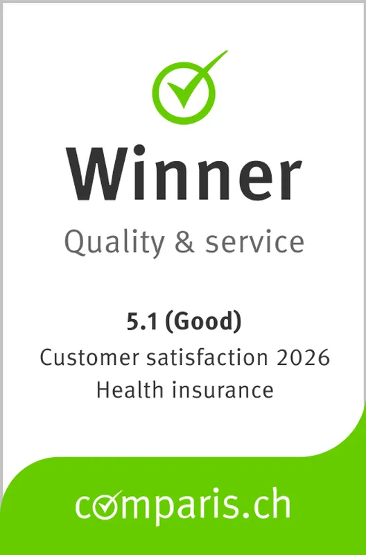 Comparis WinnerQuality and Service: 5.1 (Good), Customer satisfaction 2026, health insurance